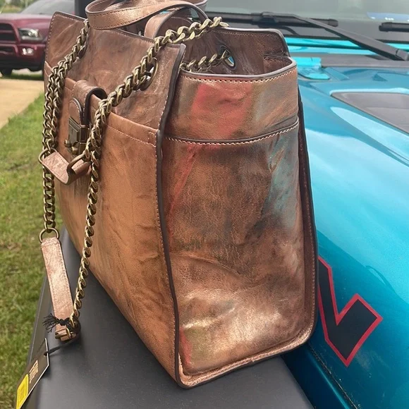 Frye Ella tote dark taupe metallic Bags